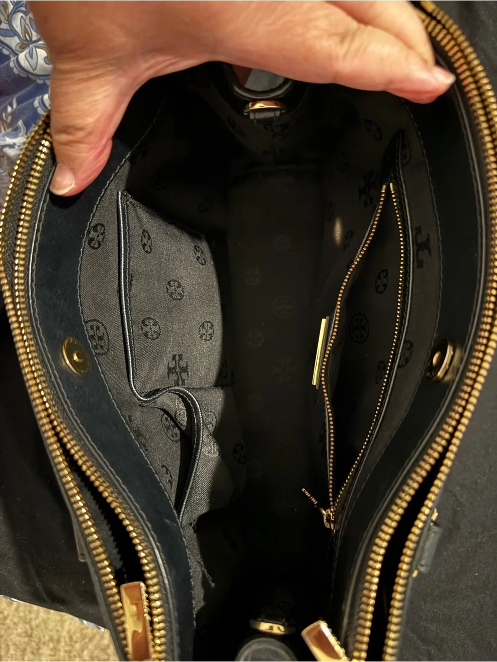 Tory Burch Black Saffiano Leather Crossbody Satchel with Gold Hardware